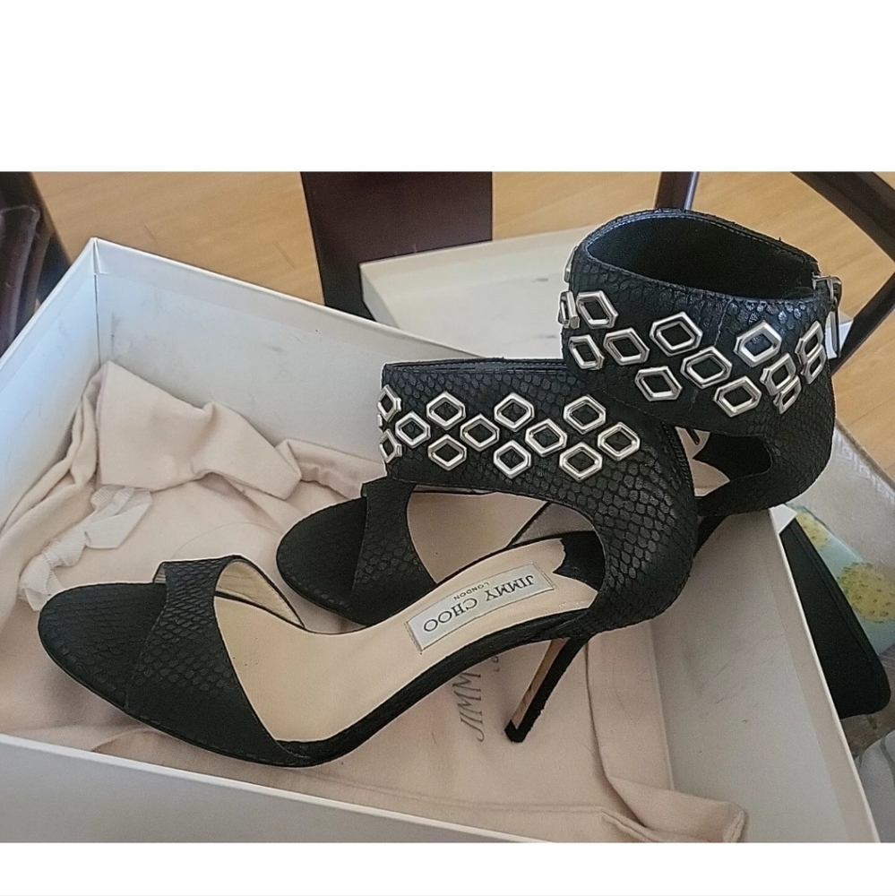 Jimmy choo ryder embossed leather heels shoes 37.5